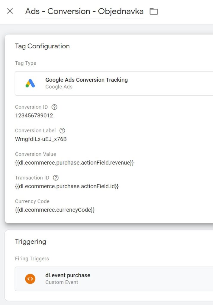 Nastavení značky v GTM pro měření konverzí Google Ads